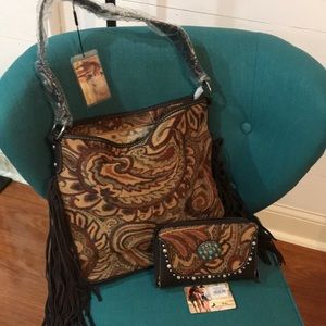 MW Western Aztec Collection Handbag and wristlet.